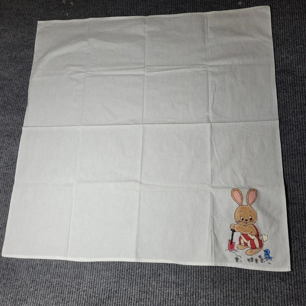7 Cotton‎ Tea Towels Hand Painted with Bunny Easter Rabbits